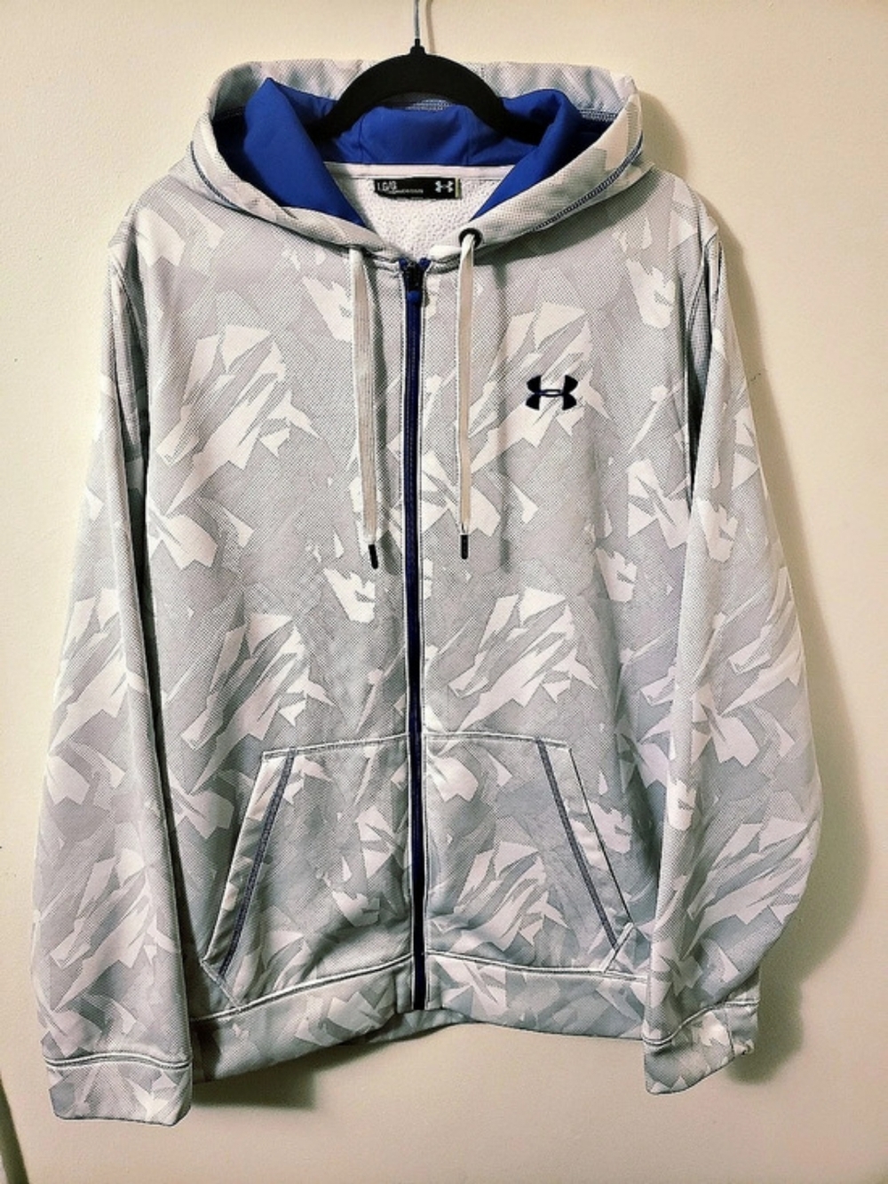 Under Armour Full-Zip Hooded Jacket White Camo & Royal Blue Men's Large